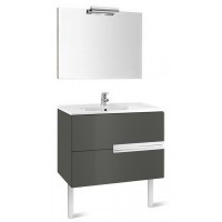 Roca Victoria-N Unik Basin + Base Unit 2 Drawers 800mm - Gloss Anthracite Grey with Mirror (855842153)