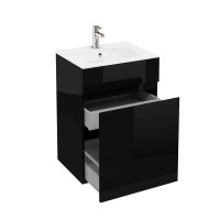 Britton - Aqua Cabinets 600mm Vanity unit With Drawers & Ceramic basin - Anthracite Grey - D450 Range (D45G-C6045)