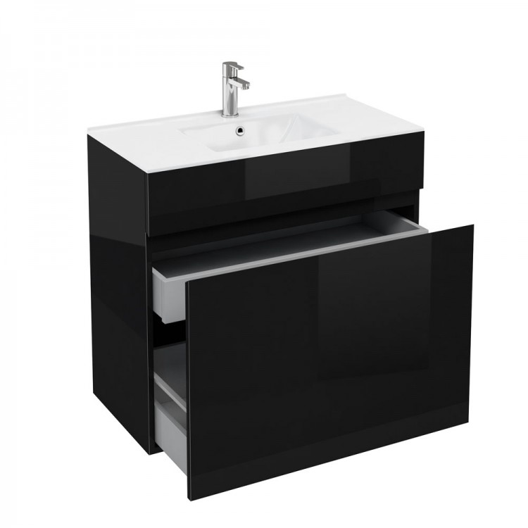 Britton - Aqua Cabinets 900mm Vanity unit With Drawers & Ceramic basin - Black - D450 Range (D46B-C9045)