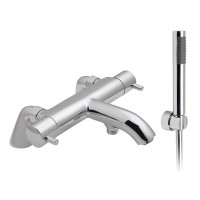 Vado Celsius Pillar Mounted 2 Hole Thermostatic Bath Shower Mixer With Shower Kit - chrome (CEL-131T-K-CP)