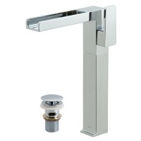 Vado Synergie Extended Basin Mixer - Waterfall Spout - inc Waste - chrome (SYN-100ECC-CP)