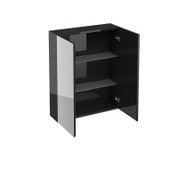 Britton - Aqua Cabinets 600mm wall furniture unit with mirrors - Black (C40B)