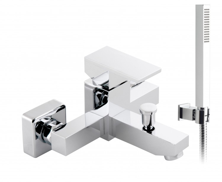 Vado Notion Exposed Bath Shower Mixer Single Lever Wall Mounted With Shower Kit - chrome (NOT-123-K-CP)