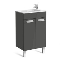 Roca Debba Compact Basin and Furniture 2 Soft-Close Doors 500mm- Gloss Anthracite Grey (855900153)