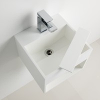 Ice 325mm S-Cast Solid Surface Wash Basin - In-built Shelf (SK14030)
