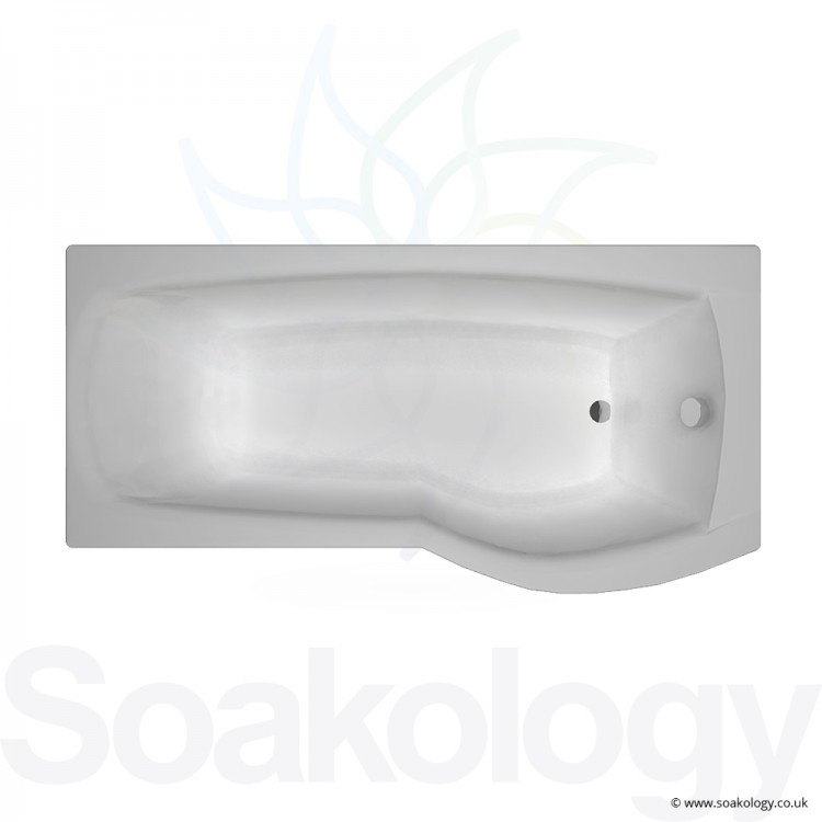 Carron Delta Offset Shower Bath 1600 x 800 x 410mm RH, Bathtubs | Carronite - White (23.2681R)