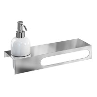 Britton 35cm stainless steel shelf & towel rail with a Ceramic Soap Dispenser (BR10-3)