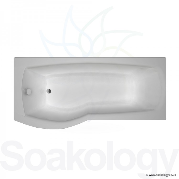 Carron Delta Offset Shower Bath 1700 x 800 x 420mm LH, Bathtubs | Carronite - White (23.2671L)