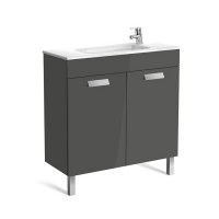 Roca Debba Compact Basin and Furniture 2 Soft-Close Doors 800mm- Gloss Anthracite Grey (855903153)