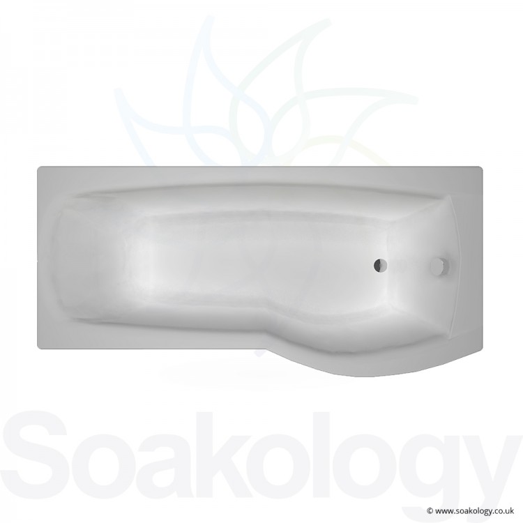 Carron Delta Offset Shower Bath 1700 x 800 x 420mm RH, Bathtubs | Carronite - White (23.2671R)