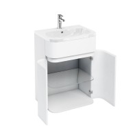 Britton - Aqua Cabinets 600mm Gullwing Vanity unit With Doors - White - D450 Range (G41W-Q6045G)