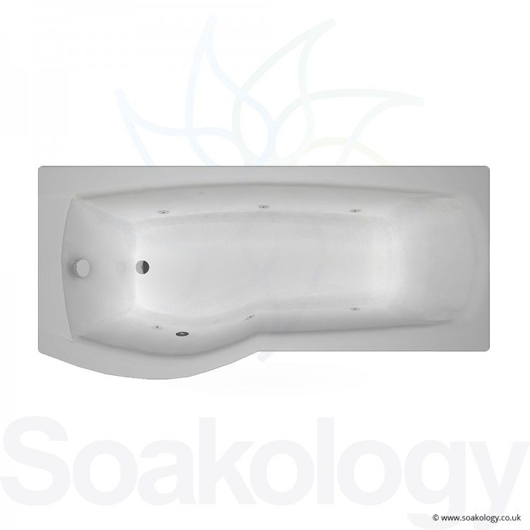 Carron Delta Shower Bath 1700mm LH, Bathtubs | Carronite - White/Chrome (19.144L)