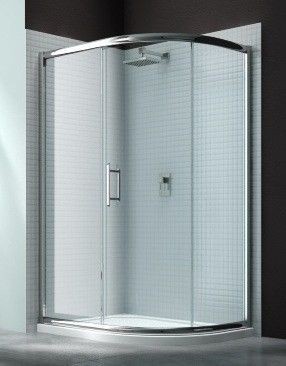 Merlyn Series 6, 1 Door Offset Quad 1000 x 800mm Incl. Tray LH - Chrome/Clear Glass (MS63233L)