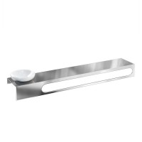 Britton 55cm stainless steel shelf & towel rail with a Ceramic Dish (BR9-1)