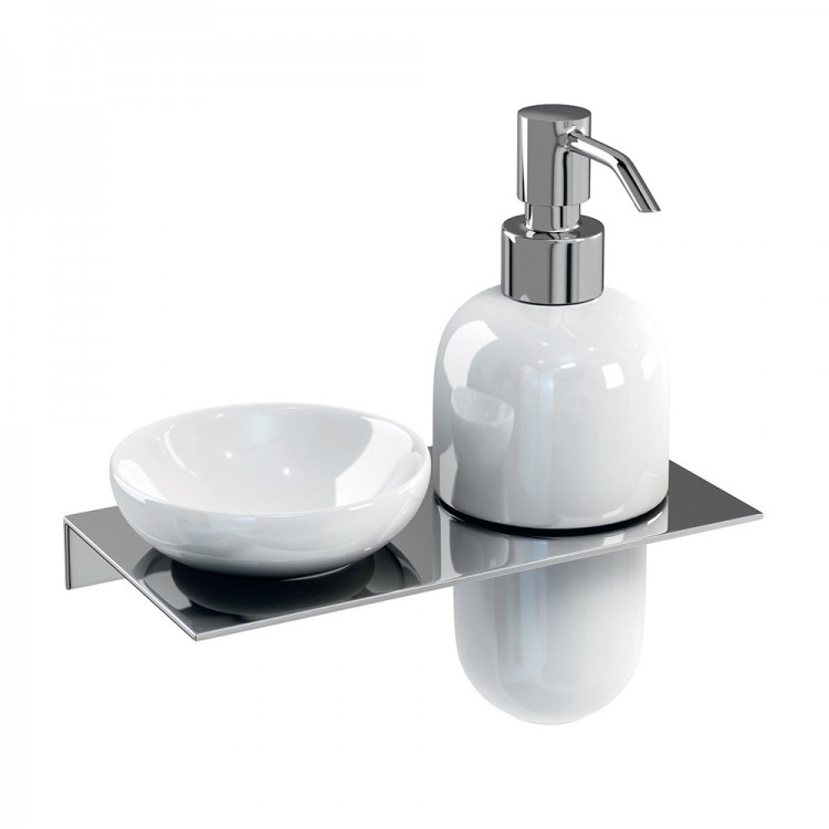 Britton Stainless steel shelf - Ceramic dish & Soap Dispenser (BR5-1-3)
