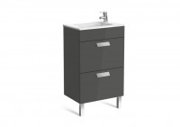 Roca Debba Compact Basin and Furniture 2 Soft-Close Drawers 500mm- Gloss Anthracite Grey (855904153)