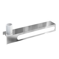 Britton 55cm stainless steel shelf & towel rail with a Ceramic Tumbler (BR9-2)