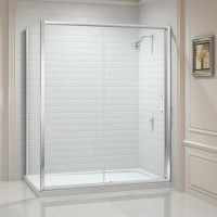 Merlyn Series 8, Sliding Door 1500mm Incl. Tray - Chrome/Clear Glass (MS88261)
