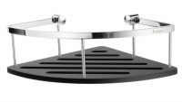 Smedbo Slideline Design Corner Soap Basket - Polished Chrome / Black (DK3033)