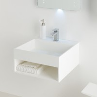 Ice 510mm S-Cast Solid Surface Wash Basin - In-built Shelf (SK14031)