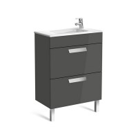 Roca Debba Compact Basin and Furniture 2 Soft-Close Drawers 600mm- Gloss Anthracite Grey (855905153)