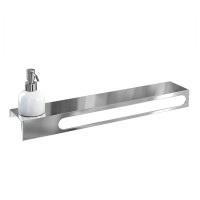 Britton 55cm stainless steel shelf & towel rail with a Ceramic Soap Dispenser (BR9-3)