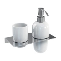 Britton Stainless steel shelf - Ceramic Tumbler & Soap Dispenser (BR5-2-3)