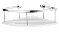 Smedbo Slideline Design Corner Soap Basket - Polished Chrome / White (DK3034)