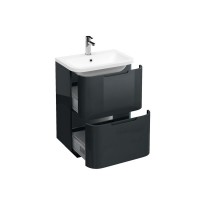 Britton - Aqua Cabinets 600mm Vanity Unit - Twin drawer - Compact - Black (CM1B-Q6040)