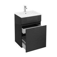 Britton - Aqua Cabinets 600mm Vanity unit With Drawers & Quattrocast basin - Anthracite Grey - D450 Range (D45G-Q6045)
