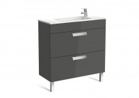 Roca Debba Compact Basin and Furniture 2 Soft-Close Drawers 800mm- Gloss Anthracite Grey (855907153)