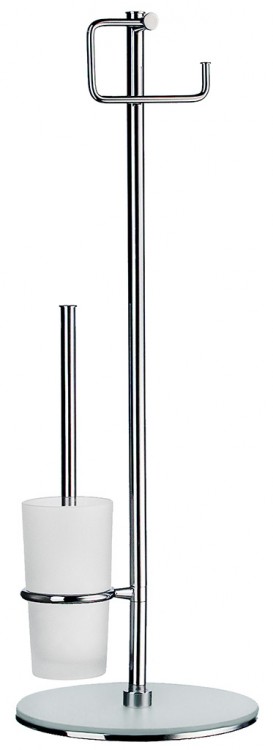 Smedbo Outline Freestanding Toilet Roll Holder/Toilet Brush - Chrome/Frosted Glass (FK306)