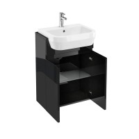 Britton - Aqua Cabinets 600mm Vanity Base unit for a semi-recessed basin - Black (D37B)