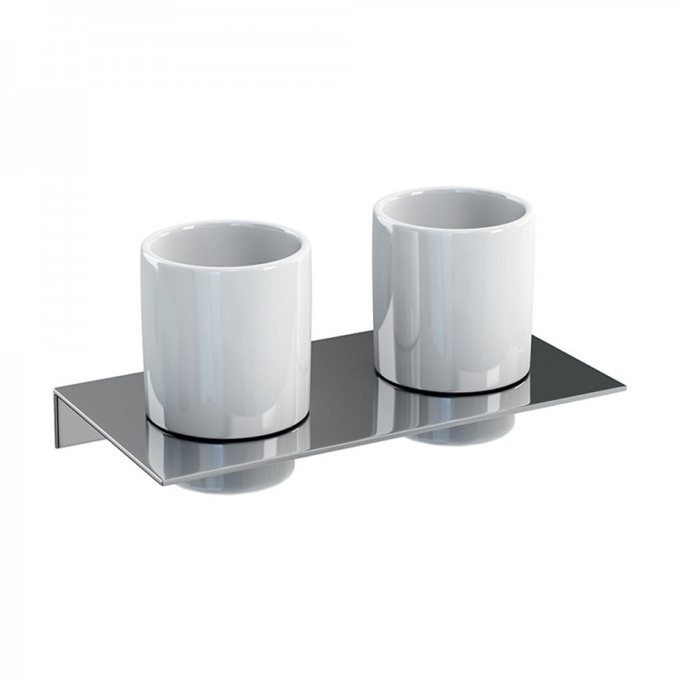 Britton Stainless steel shelf - Twin Ceramic Tumblers (BR5-2-2)