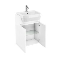 Britton - Aqua Cabinets 600mm Vanity Base unit for a semi-recessed basin - White (D37W)