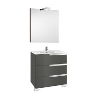 Roca Victoria-N Unik Basin + Base Unit 3 Drawers 800mm - Gloss Anthracite Grey with Mirror (855847153)
