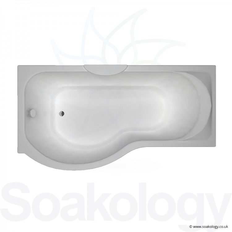 Carron Prado Offset Shower Bath With Tap Ledge 1700 x 900 x 440mm L - White (23.4181L)