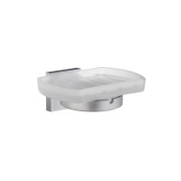 Smedbo House Holder with Frosted Glass Soap Dish - Brushed Chrome (RS342)