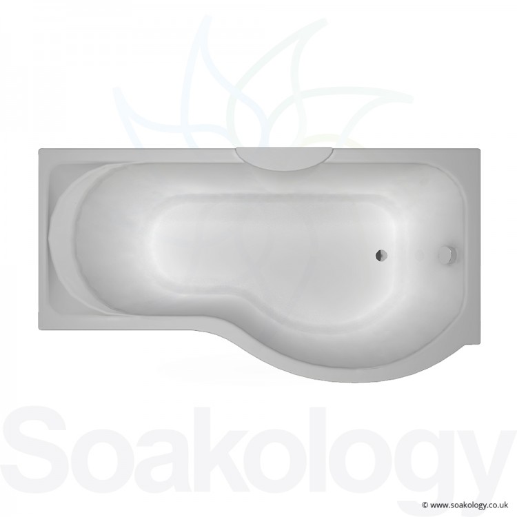 Carron Prado Offset Shower Bath With Tap Ledge 1700mm RH, Bathtubs | Carronite - White (23.5181R)