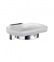 Smedbo House Holder with Frosted Glass Soap Dish - Polished Chrome/Frosted Glass (RK342)