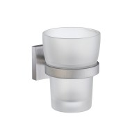 Smedbo House Holder with Frosted Glass Tumbler - Brushed Chrome (RS343)