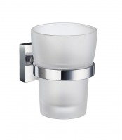 Smedbo House Holder with Frosted Glass Tumbler - Polished Chrome/Frosted Glass (RK343)