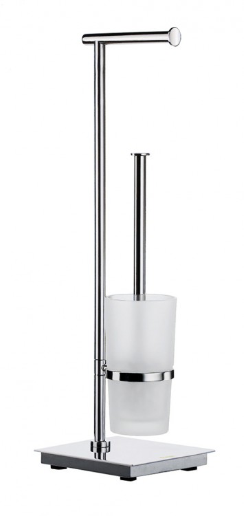 Smedbo Outline Lite Freestanding Toilet Roll Holder/Brush - Square base - Polished Stainless Steel (FK603)