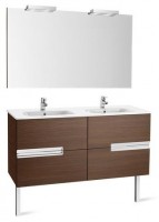 Roca Victoria-N Unik Basin + Base Unit 4 Drawers 1200mm - Gloss Anthracite Grey with Mirror (855840153)
