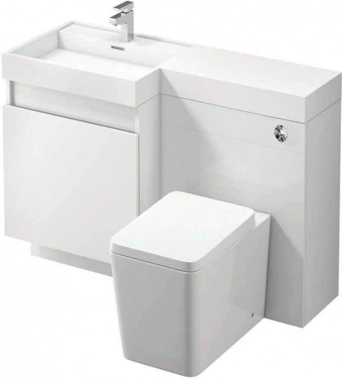 Aire 1200 WC and Vanity Combination Unit Gloss White Left Hand (15434)