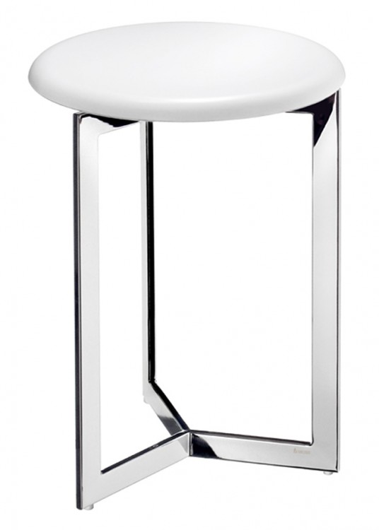 Smedbo Outline Shower Stool Werzalit Seat With Frame 480mm - Stainless Steel/White (FK402)