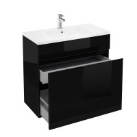 Britton - Aqua Cabinets 900mm Vanity unit With Drawers & Quattrocast basin - Black - D450 Range (D46B-Q9045)