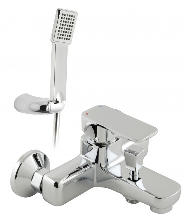 Vado Phase Exposed Bath Shower Mixer Single Lever Wall Mounted With Shower Kit - chrome (PHA-123-K-CP)