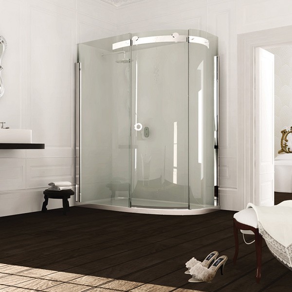 Merlyn Series 10, 1 Door Offset Quad 1200 x 800mm RH Incl. Tray - Chrome/Clear Glass (MS103243CR)