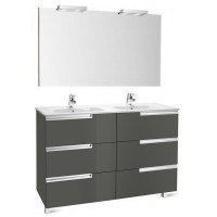 Roca Victoria-N Unik Basin + Base Unit 6 Drawers 1200mm - Gloss Anthracite Grey with Mirror (855845153)